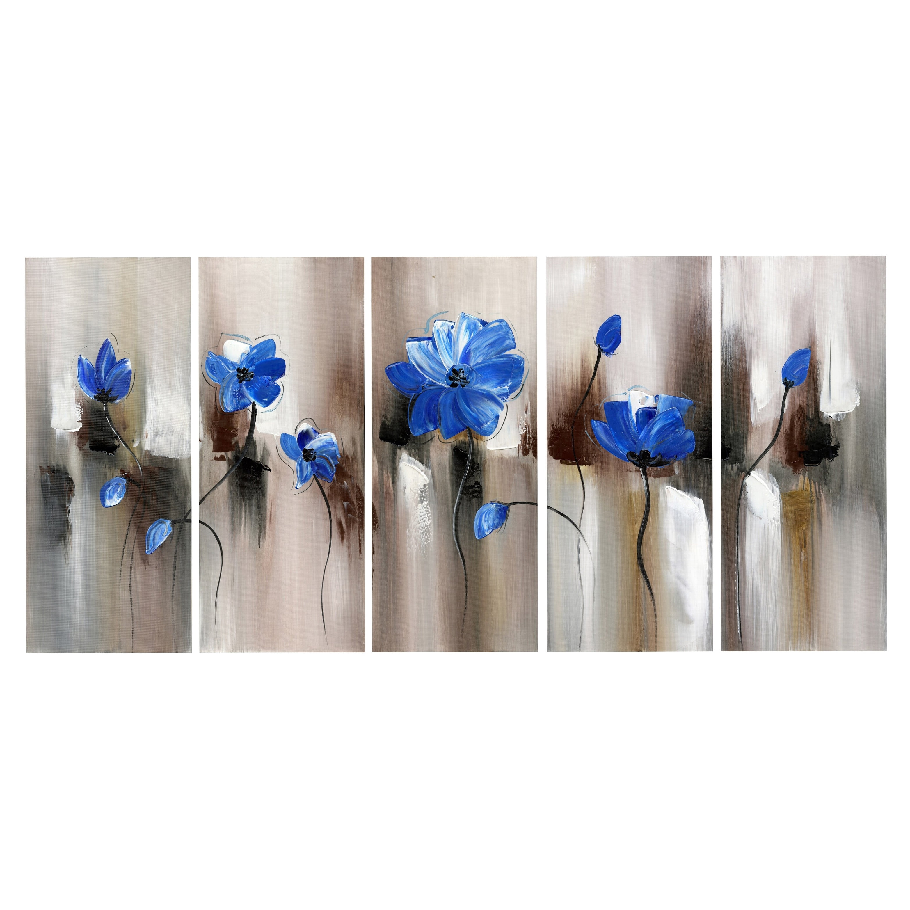 Design Art Modern Flower Art, Gallery Wrapped Canvas, 5 Pieces, 60" x 28"