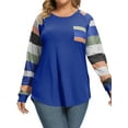 thumbnail image 3 of Xuanfei Women Stripe Crew Neck Raglan Long Sleeve Pocket Top, 3 of 7