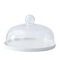 thumbnail image 1 of Household Ceramic Cake Plate Dessert Plate Fruit Platter with Glass Cover, 1 of 8