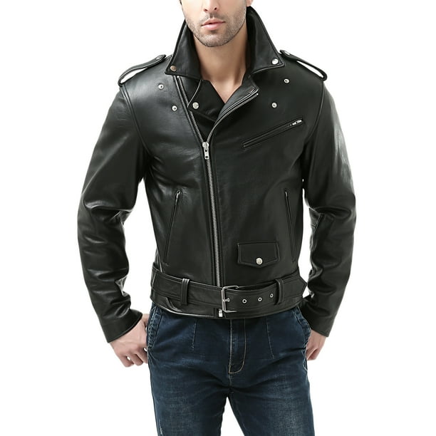BGSD BGSD Men's Classic Leather Motorcycle Jacket (Big and Tall sizes