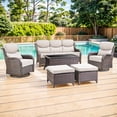 thumbnail image 2 of Jentlehouse 6 Pieces Outdoor Patio Furniture Set,Wicker Rattan Patio Sofa Set with Outdoor Rockers,Coffee Table and Ottomans,Outdoor Conversation Set for Poolside Balcony Backyard Porch, 2 of 12