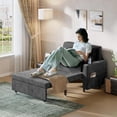 thumbnail image 2 of 3 in 1 Pull Out Couch, Convertible Sleeper Sofa Bed, Loveseat Sofa Couch with Cup Holders, USB & Side Pocket,  for Living Room, Bedroom, Includes Toss Pillows, Gray, 2 of 6