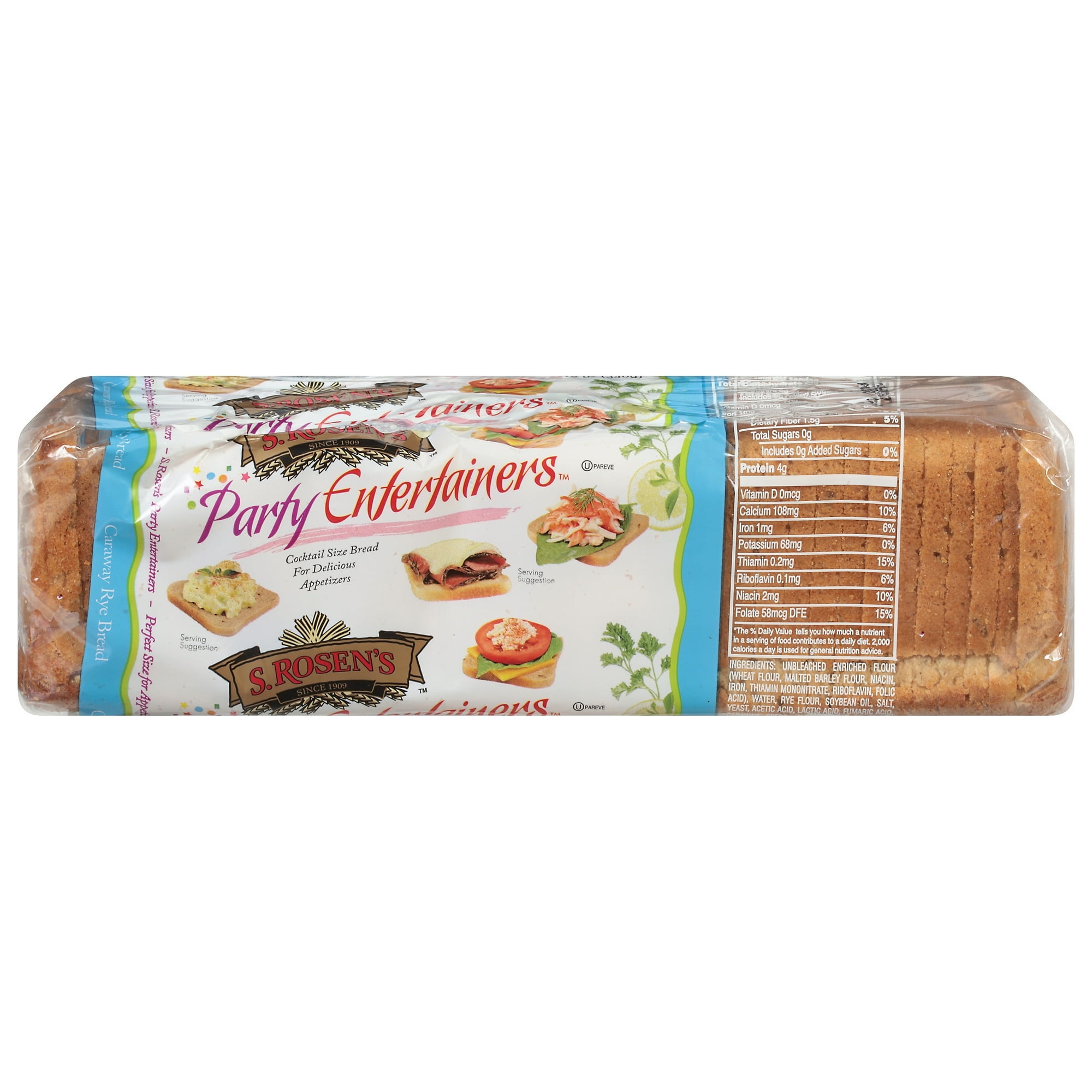 S. Rosen's Party Entertainers Caraway Cocktail Rye Bread, 12oz., Shelf-Stable (2 Pack)
