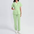 thumbnail image 5 of Minjewel Women's Fashion V-Neck Short Sleeve Scrubs for Women with Pockets, Stylish & Functional Scrub Set for Healthcare Professionals,Green S, 5 of 6
