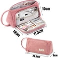 thumbnail image 2 of Estuche de 3 compartimentos, estuche de gran capacidad, estuche grande, portalápices grande, rosa, 2 of 5