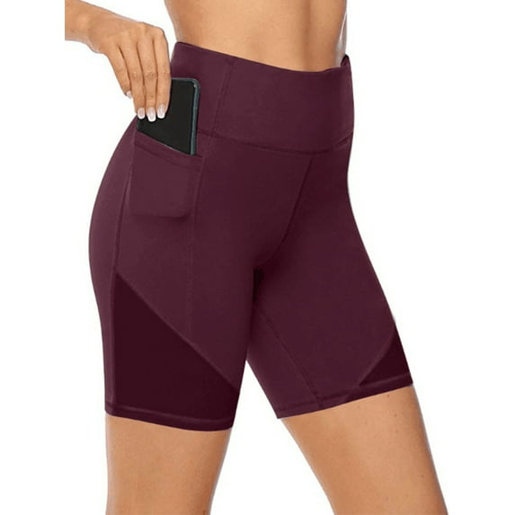 Niuer Women Plus Size Lounge Active Wear Summer Workout Yoga Sweat Short Pant Stretch High Waist Bike Gym Exercise Legging Pocket
