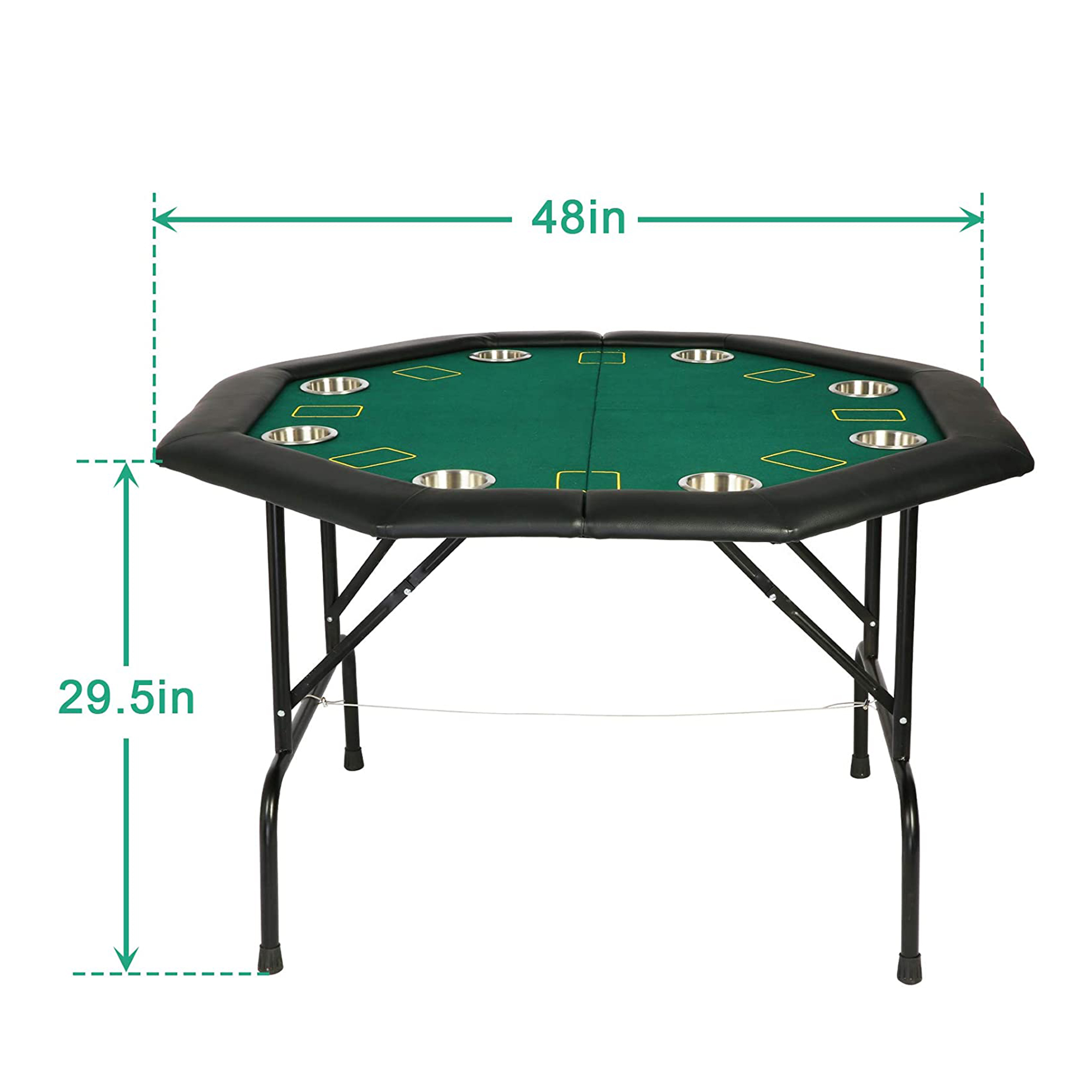 Karmas Product Folding Casino Poker Table with Cup & Foldable Leg for 8 Player, Octagon Texas Hold'em Poker Mat for Blackjack, Club, Family Games - image 2 of 8