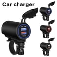 thumbnail image 1 of Motorcycle USB Charger 12-24V Dual Port USB Charger with USB and QC 3.0 Port Fast Charging USB Socket Power Outlet Waterproof Fast Charger Kit for Phone Tablet GPS Camera Blue Light, 1 of 8
