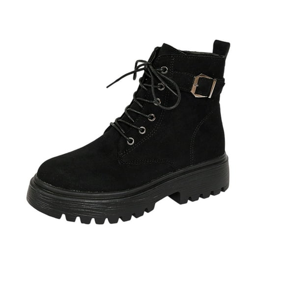 Wensltd Fall Shoes for Women Wide Width Round Toe Fashion Solid Color Comfortable Ankle Boots