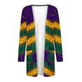 thumbnail image 5 of Cavosen Mardi Gras Womens Long Cardigan Duster Sweater with Pocket Striped Print Holiday Open Front Cardigan Long Sleeve Lightweight Festival Outwear Summer Beach Sweaters S, 5 of 6