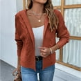 thumbnail image 1 of REDHOTYPE Cardigan à Col Rond pour Femme, Chandail Ample Décontracté Uni à Manches Longues, 1 of 2