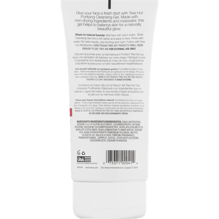 Tree Hut Purifying Cleansing Gel Balancing Rosewater, 6.0 Fl Oz