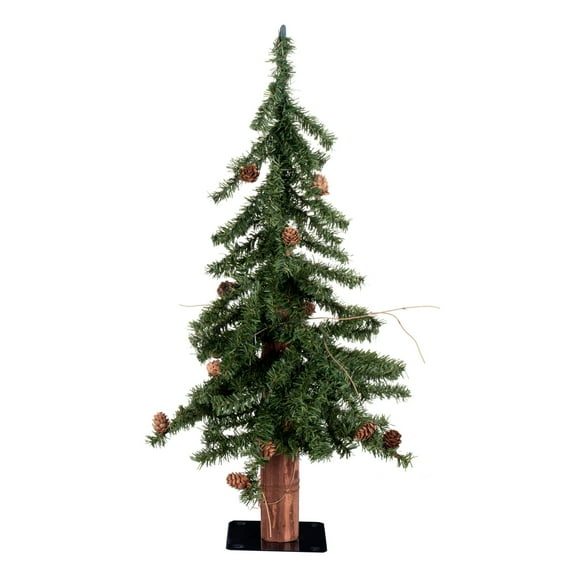 Vickerman 2' Alpine Artificial Christmas Tree, Unlit - Faux Christmas Tree - Seasonal Indoor Home Decor