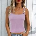 thumbnail image 2 of ClodeEU Women's Square Neck Spaghetti Strap Tank Top ,Summer Sleeveless Double Lined Basic Going Out Top Purple,Womens Plus L, 2 of 7
