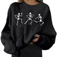 thumbnail image 4 of Women Crewneck Pullover Sweatshirt Solid Sweater Lightweight Hedging Printed Loose Round Neck dies para Winter Autumn M Macarena Sudadera de Crewneck, 4 of 7