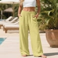 thumbnail image 2 of Bibifish Womens Pants Curvy Plus Size Linen Pocket Drawstring Solid Color Loose Casual Sports Long Pants Soft Breathable Comfort Outfits, 2 of 9