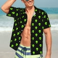 thumbnail image 7 of Sikiie Green Monster Print Men's Hawaiian Shirt, Summer Beach Button Pocket Short Sleeve T-Shirt,Medium, 7 of 7