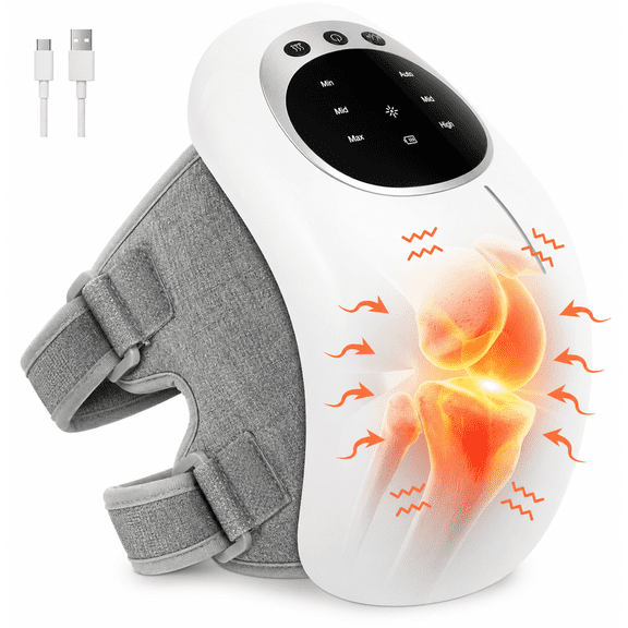 Heated Knee Massager with 3 Vibration Modes: Cordless Knee Massager with Heat for Women Men: Cordless Leg Massager with 3 Vibration Modes & Adjustable Strap, Gifts