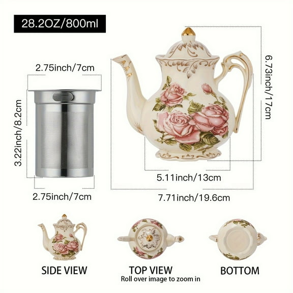 Fashionable Ceramic Coffee & Blooming Teapot - Retro Palace & European Style, With Infuser, Perfect for Home Afternoon Tea, Hotel, Office & Tea Accessories
