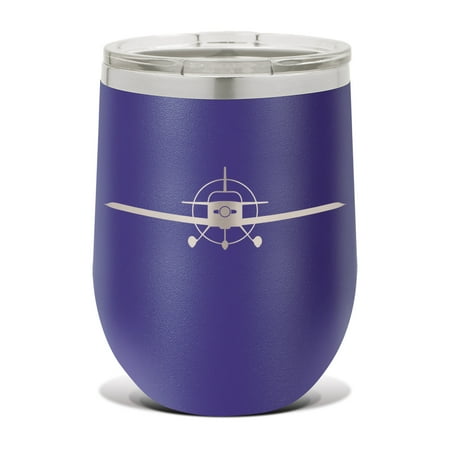 

RV-7A Wine Tumbler 12 oz - Laser Engraved - Stainless Steel - Vacuum Insulated - Double Walled - Wine Glass - Stemless - Drinkware Clear Lid - rv-7 rv7 rv7a kit homebuilt single engine - Purple