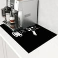 thumbnail image 4 of WIRESTER Coffee Mat - Coffee Bar Mat for Countertops Absorbent Hide Stain Rubber Backed Dish Drying Mat for Kitchen Counter - Boston Terrier Dog Lying Down Looking Up With Coffee, 4 of 7
