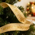 thumbnail image 5 of Merry Christmas Velvet Wired Edge Ribbon 2.48Inch 3 Yards Christmas Ribbon Gift Wrapping Ribbon Christmas Tree Decor, Christmas Decoration Bow Wreath, Beige, 5 of 7