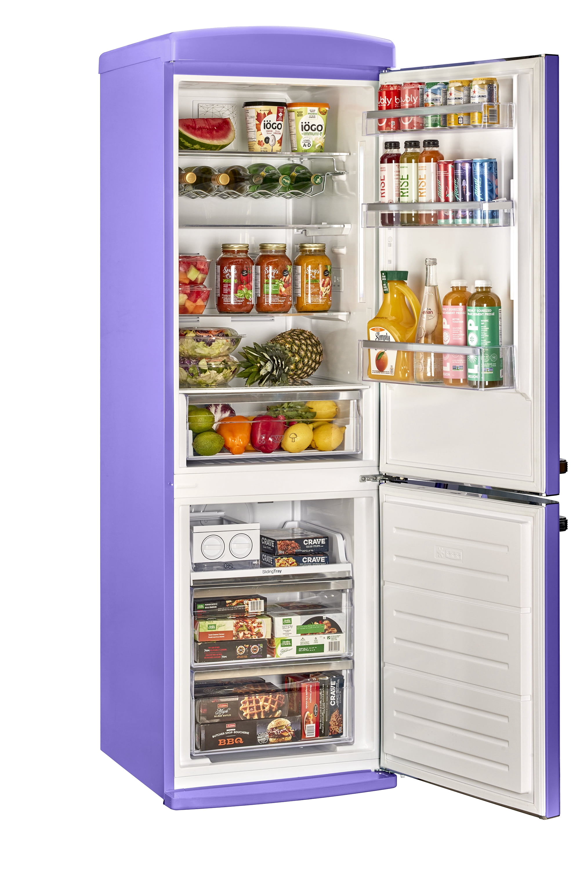 Unique Appliances Classic Retro 12 Cu.ft. 2-Door Glass Door Bottom-Freezer Refrigerator in Violet