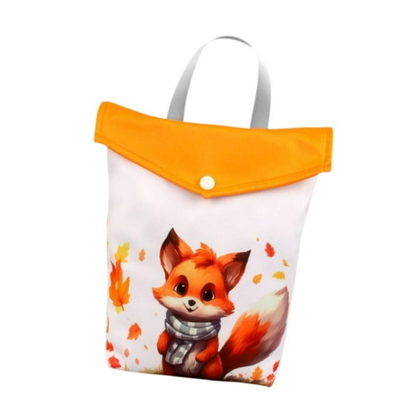 Bolsa de almacenamiento de pañales, bolsa impermeable multifuncional para pañales de tela para bebé, zorro 25x30cm