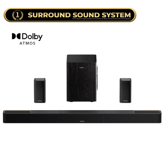 ULTIMEA 5.1.2ch Sound Bar with Dolby Atmos, Surround Sound System for TV with 2 Surround Speakers, Sound Bar for Smart TV, Soundbar with Subwoofer for Home Theater, BT 5.4, HDMI eARC, Skywave Series