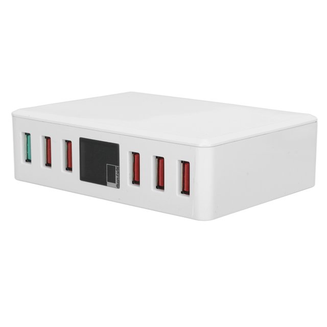 Estación De Carga USB QC 3.0 De 6 Puertos, Estación De Carga Inteligente Con Pantalla Digital Compacta De Alta Potencia CA 100-240V Para Negocios Para Viajes Para El Hogar ANGGREK Otros