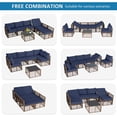 thumbnail image 6 of 7 Piece Outdoor Sectional Sofa Set with Adjustable Backrest,All-Weather Patio Furniture with Washable Cushions,Thick Cushion & Coffee Table for Garden, Porch, Poolside, Brown/Blue, 6 of 9