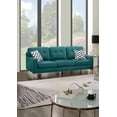 thumbnail image 4 of 2 Piece Living Room Sofa Set, Comfy Linen Blend Couch with Loveseat and 3 Seater, Upholstered Sofa Couch with Pillows and Wooden Legs for Office, Waiting Room, Apartment, Teal Blue, 4 of 7