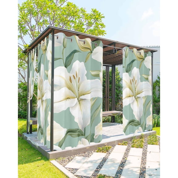 nqOlkjepod Outdoor Curtains for Patio Waterproof, Blooming Flowers Outdoor Privacy Panels Grommet, Watercolor Garden Summer Botanical Blackout Outside Curtains for Porch/Cabana 54"x84", 1 Panel