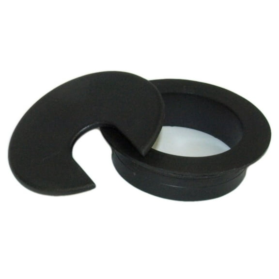 2IN CUT-HOLE SIZE Black Round Wire Management Grommet with Removable Lid