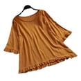 thumbnail image 1 of Timegard Plus Size Tops for Women Cotton Linen Scoop Neck Ruffle Short Sleeve Blouse Casual Loose Tops, 1 of 3