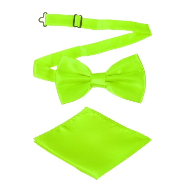 Pajarita para hombres, pajaritas ajustables con pañuelo de bolsillo, conjuntos de pajaritas preatadas para bodas (Verde hierba)