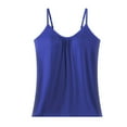 thumbnail image 4 of TINZ Camisole For Women Built In Bra Tank Tops Plus Size Flowy Adjustable Spaghetti Strap Tanks Pleated Loose Vest A Line Top Dresses for Women Athletic Tops for Women Pack, 4 of 6