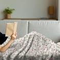 thumbnail image 3 of Floral Soft Flannel Fleece Throw Blanket, Top View and Side View of Rosebuds and Falling Green Leaves on a Plain Background, Cozy Plush for Indoor and Outdoor Use, 60" x 80", Multicolor, by Ambesonne, 3 of 5