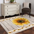 thumbnail image 3 of Vintage Sunflower Area Rugs 2.7'x5', Small Throw Rugs for Kitchen Bedroom, Wooden Yellow Summer Botanical Floral Retro Indoor Outdoor Rug Non-Slip Low Pile Carpet Runner Reversible Floor Mats, 3 of 8