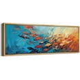 thumbnail image 2 of IDEA4WALL Extra Large Framed Canvas Print Wall Art Colorful School of Fish in Blue and Orange Wall Decorative Impressionist Fine Art Modern Oversized Artwork Relax/Calm for Living Room - 60"x20", 2 of 5