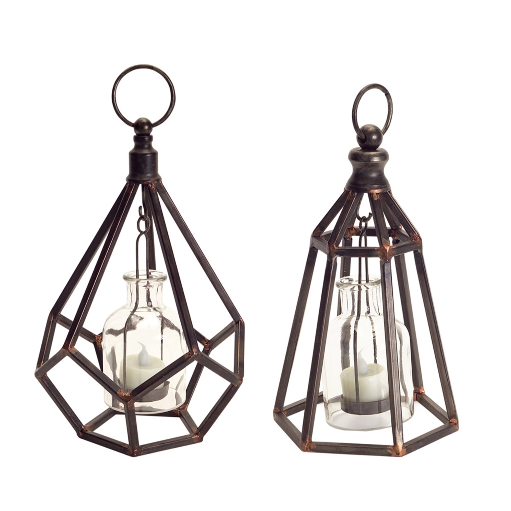 Hanging Tea Light Holder (Set of 2) 10.5"H Metal/Glass