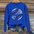 thumbnail image 2 of frariair Baseball Print Women Pullover Crew Neck Casual Top Long Sleeve Loose Fit Fleece Hoodie Streetwear Style Blue S, 2 of 4
