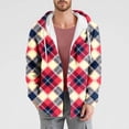 thumbnail image 2 of Moxiu Mens Quilted Lined Flannel Shirt Jacket with Hood Long Sleeve Button-Down Flannel Plaid Shirts Hoodie Pocket Lightweight Jackets 2025 Red,XL, 2 of 5