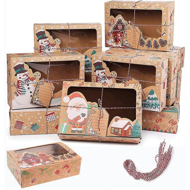 Caja de papel Kraft KAIYANG para hornear pasteles y galletas navideñas 6 piezas