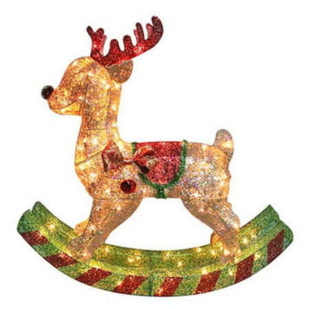 Noma Inliten Import V53945 88 Gold Mesh Rocking Horse Christmas Lawn Noma Inliten Import V53945 88 Gold Mesh Rocking Horse Christmas Lawn Decoration Lighted 36 In
