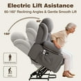 thumbnail image 4 of Power Lift Recliner Chair for Elderly, Legahome 24.5in Oversized Lift Chair With Massage and Heat Up to 350lbs, 160° Electric Adjustable Power Theater Recliner for Living Room, Gray, 4 of 11