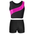 thumbnail image 2 of YIZYIF Girls Shiny Glitters Crop Top with Boy-Cut Shorts Workout Exercise Outfit Set Dance Gym Suit Rose 14, 2 of 5