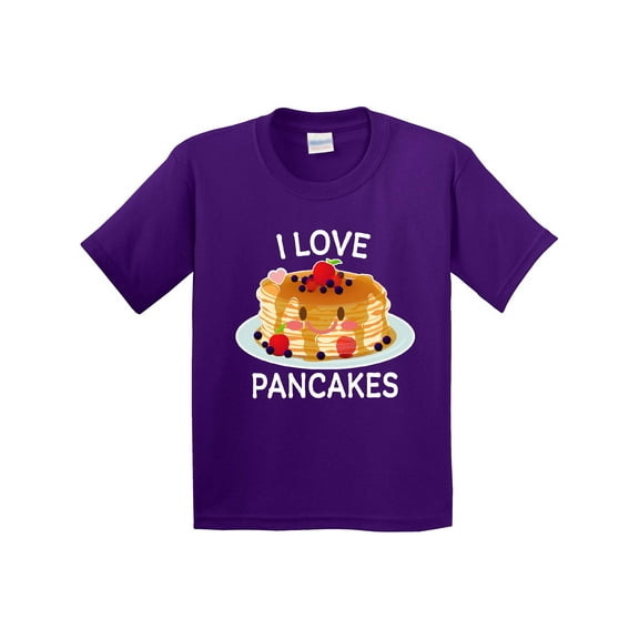 Inktastic I Love Pancakes with Cute Stack of Pancakes Youth T-Shirt