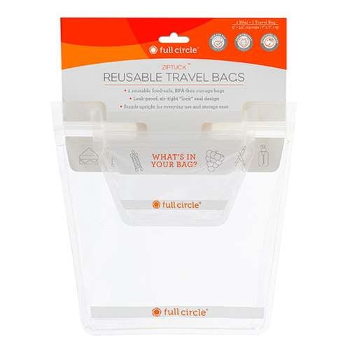 Full Circle ZipTuck Reusable Plastic Bags Mini & Travel Set, Clear