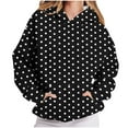 thumbnail image 2 of EchfiProm Black Women Sweatshirts Hoodie Hooded Long Sleeve Loose Comfy Polka Dot Hoodie with Pocket, 2 of 6